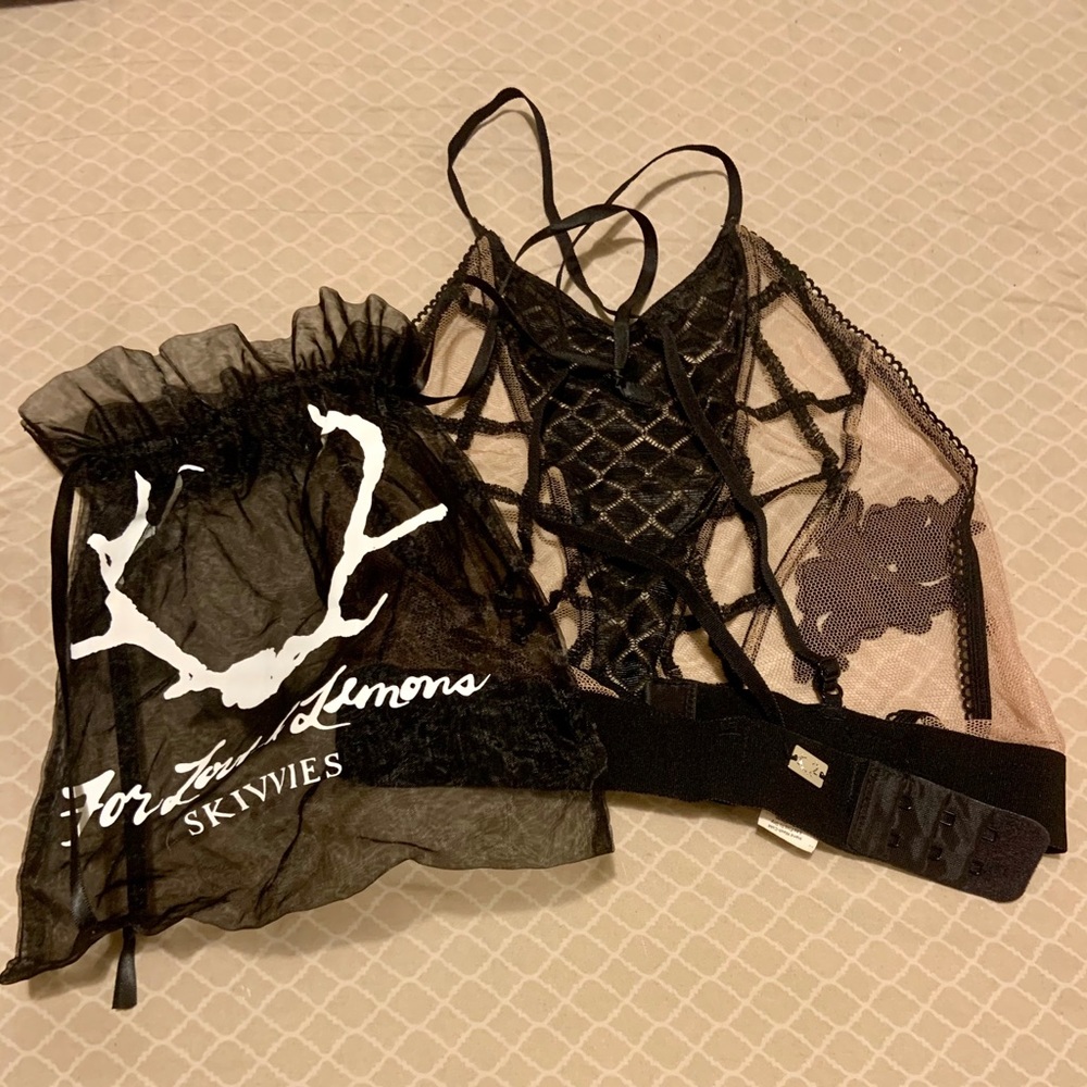 For love and lemons black and nude mesh top